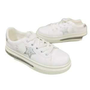 Women’s-White-PU Leather-Sneakers